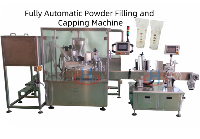 Powder Filling Machine, Powder Filling Production Line, Labeling Machine, Labeler Model No. HCFGX-90